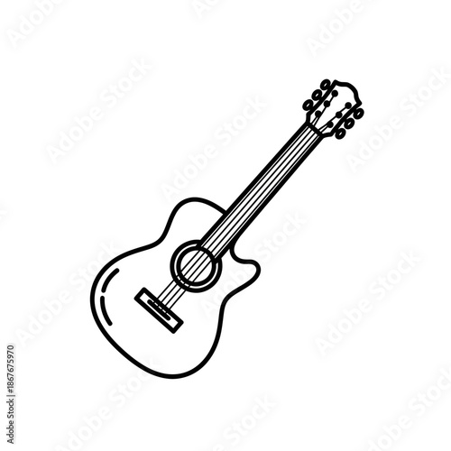 Acoustic Guitar Line Art Icon