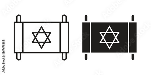 Scroll Torah icons for web and mobile UI design. Glyph vector with editable stroke