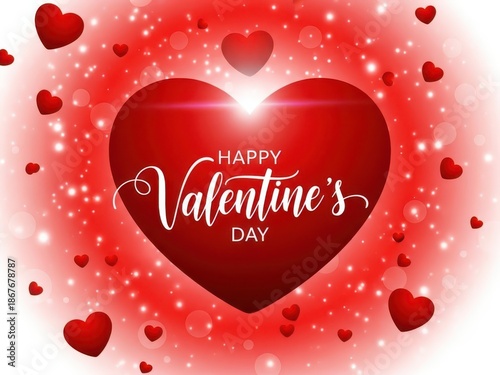 Happy valentine's day greeting card with heart and sparkles