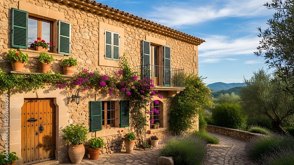 Fototapeta premium House exterior, mallorca, spain royalty free image - refined modern housing exterior