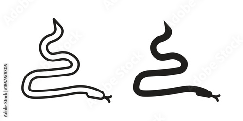 Snake icons for web and mobile UI design. Glyph vector with editable stroke
