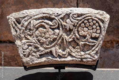 Detail of ancient ruins in the city of Anjar, Lebanon