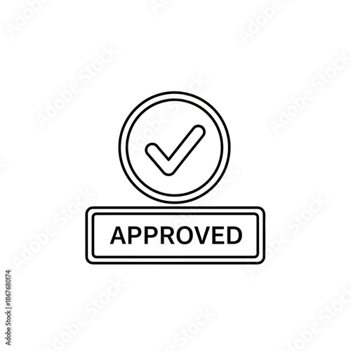 Approved Stamp Seal with Checkmark Icon for Certification and Verification