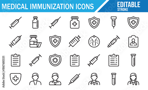 Medical Science and Vaccination Vector Icons Collection