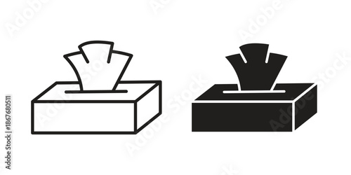Tissue box icons for web and mobile UI design. Glyph vector with editable stroke