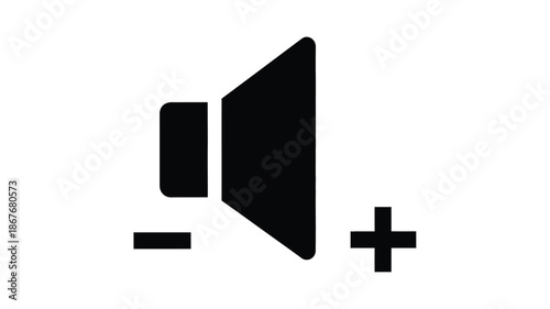 Black speaker icon with volume control plus and minus symbols simple design