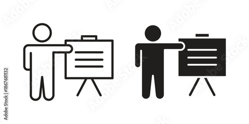 User chalkboard icons for web and mobile UI design. Glyph vector with editable stroke