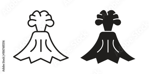 Volcano icons for web and mobile UI design. Glyph vector with editable stroke