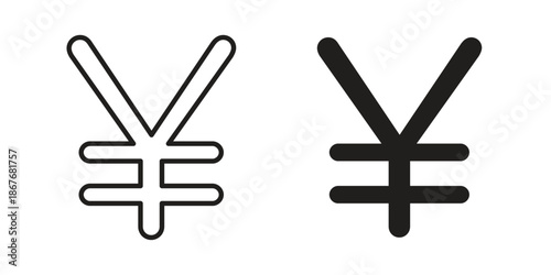 Yen icons for web and mobile UI design. Glyph vector with editable stroke