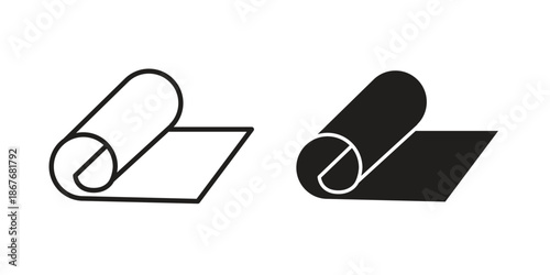 Yoga mat icons for web and mobile UI design. Glyph vector with editable stroke