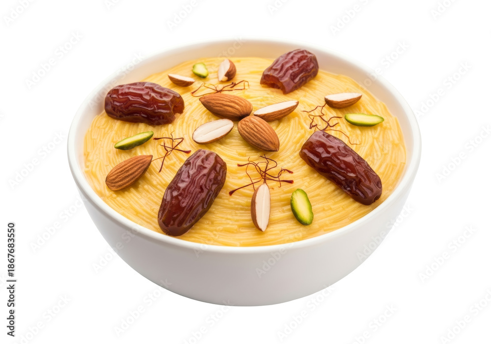 Obraz premium creamy sesame halva with mixed nuts in a white bowl