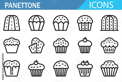 Traditional Italian Panettone Dessert Icons Collection