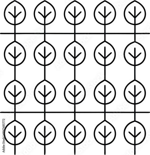 reforestation grid line art vector illustration on transparent background
