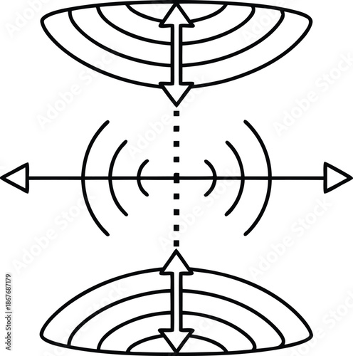 higgs field ripple line art vector illustration on transparent background