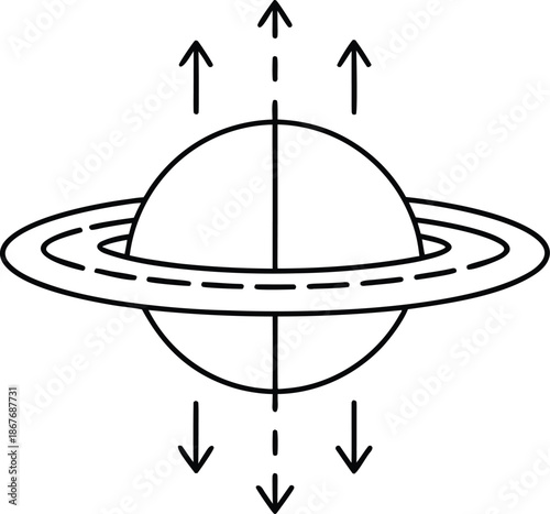 black hole horizon line art vector illustration on transparent background