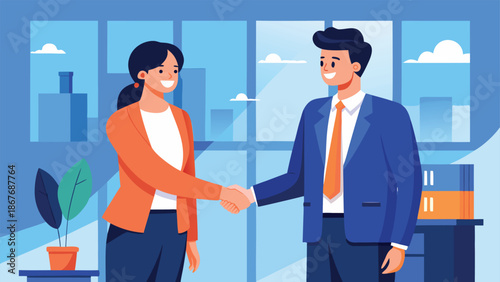 Business handshake illustration representing partnership and professional agreement