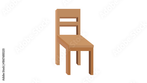 wooden chair furniture emoji symbol sign icon vector illustration isolated flat wood brown