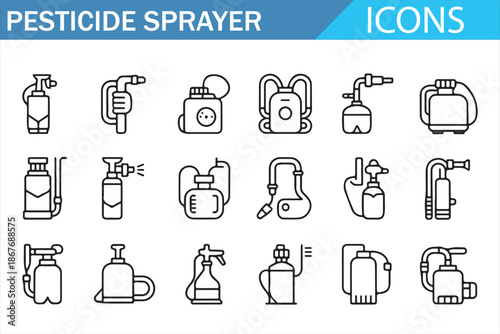 Farm and Garden Spray Equipment Icons for Pest Management