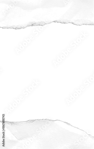Vertical White Torn Paper Background with Organic Paper Edges