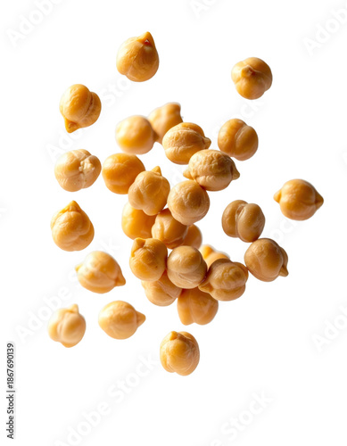 Chickpeas falling and flying, healthy vegan food