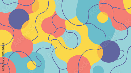 Colorful Abstract Shapes and Lines Pattern.