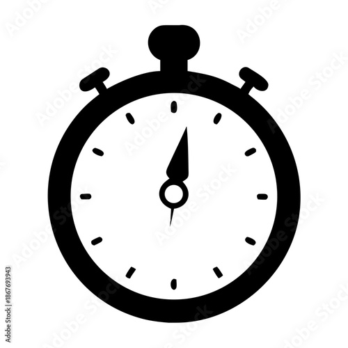 Simple black and white stopwatch icon for measuring time or indicating a deadline