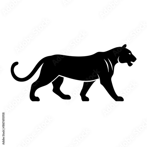 Black panther walking silhouette icon, a sleek and powerful big cat vector illustration