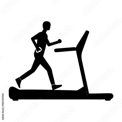 A person running on a treadmill icon, symbolizing indoor exercise and fitness activity