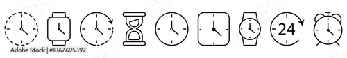 Time thin line icon set
