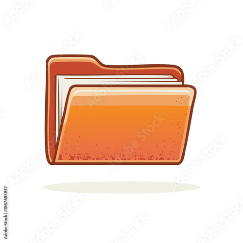 Open Orange Folder Illustration Data Documents Archives File Management Graphic Design