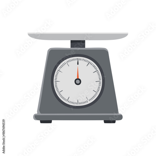 Kitchen Scale with Round Dial and Tray for Measuring Baking Ingredients and Food Products in Gray Color
