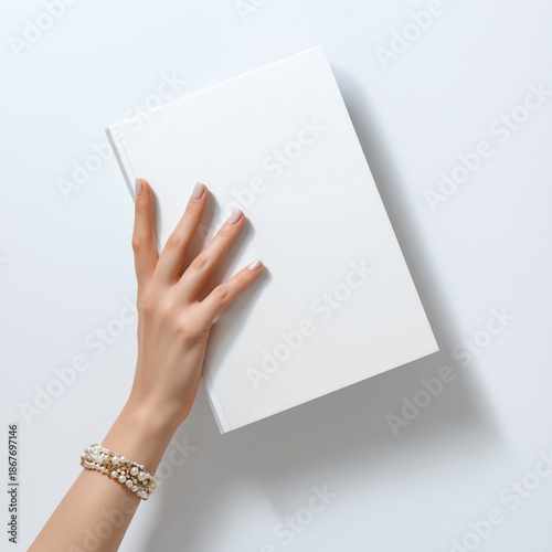  woman hand holding blank print paper