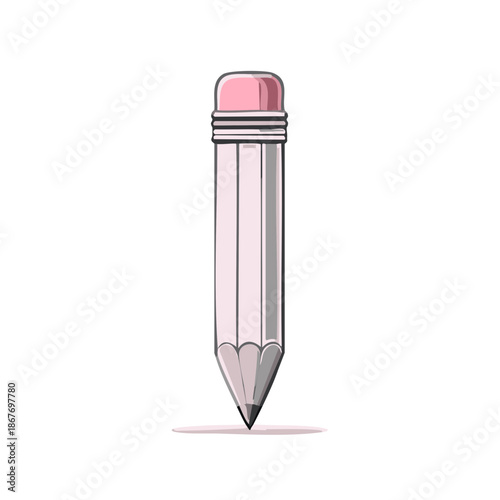 Simple pencil illustration with eraser for artistic or school supplies use on Adobe Stock