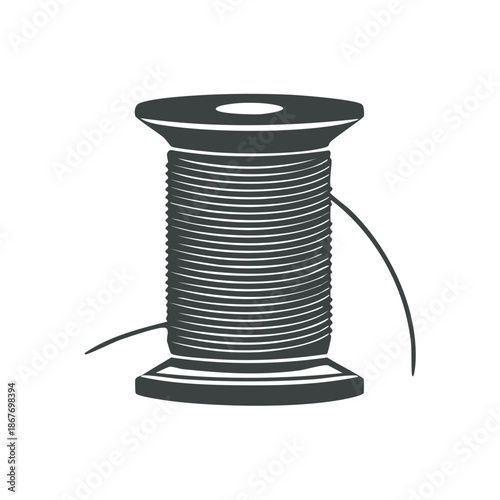 Spool of Thread Illustration with Wrapped Bobbin for Sewing Craft