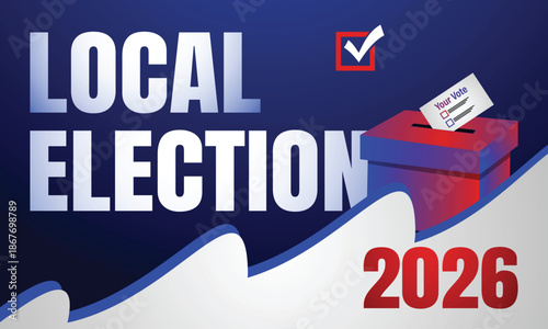 Local Election 2026 Minimal Square Banner Design for Media Use