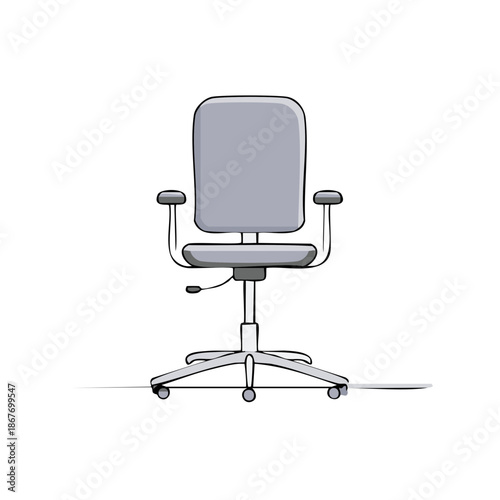 Grey Office Chair Illustration for Interior Design Projects and Furniture Catalogs