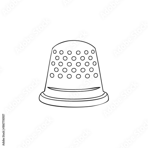 Thimble illustration, sewing accessory, sewing tool, embroidery equipment, handcraft helper, protective metal cap for needles, sketch