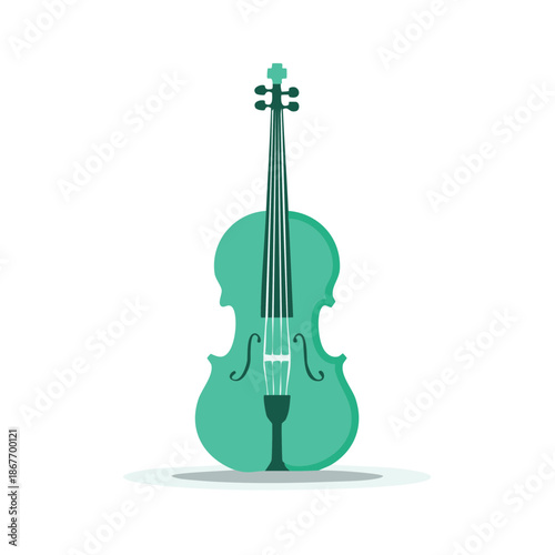 Illustration of a Stylish Aquamarine Colored Cello on a Simple White Background for Music Themed Graphics