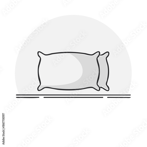 Soft pillow cushion with outline vector illustration, minimalistic cozy bedroom furnishing object, rest and relaxation flat graphic