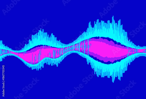 Vibrant Abstract Representation of Audio Waveform in Contrasting Blue and Pink Hues Showing Dynamic Sound Patterns and Frequencies