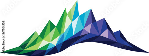 Abstract Northern Lights Design. Low-poly vector illustration focused on an iconic abstract northern lights symbol, polygonal