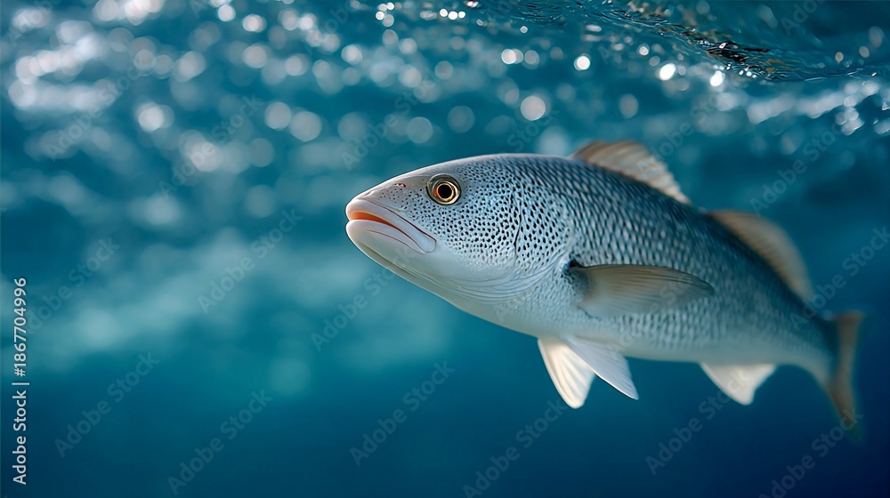 Naklejka premium A dentex fish is swimming in the ocean