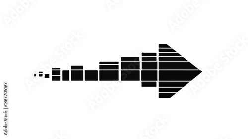 Business growth chart graph with arrow pointing right, success progress concept, financial data analysis, modern illustration