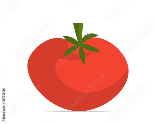 A red tomato isolated on a white background. Healthy, organic, raw, vegan food. Vector Not AI generated