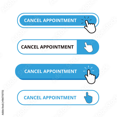 White and blue cancel appointment bar buttons isolated on a white background