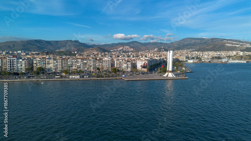 Wallpaper Mural Karsiyaka - Izmir - Turkey, December  09, 2025, Karsiyaka ferry pier and monument shooting with drone Torontodigital.ca