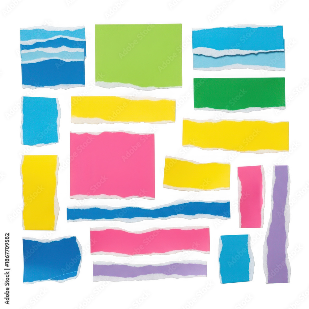 Fototapeta premium Colorful paper strips isolated on transparent background