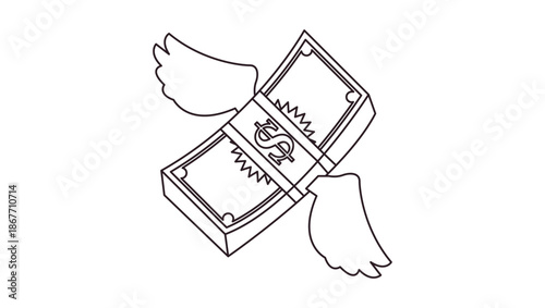 money with wings spending currency dollar flying cash emoji symbol sign icon vector illustration isolated flat bill