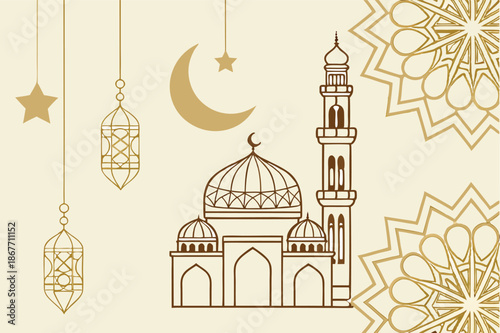 Abstract Ramadan Kareem Background Featuring Meta