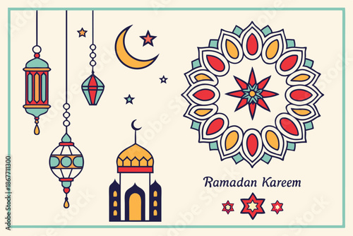 A Collection Of Ramadan Kareem Patterns And Symbol